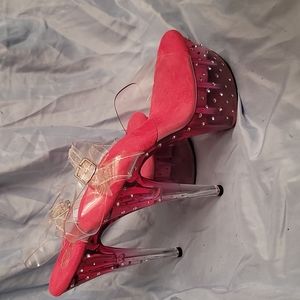 Pink rhinestone ombre pleaser heels